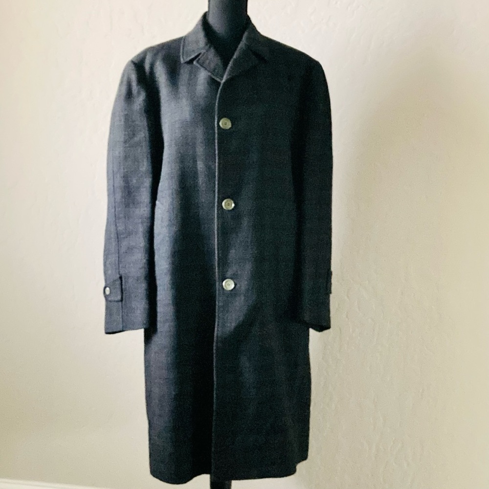 Vintage Mens Tweed Matsuzakaya Tokyo Wool Single Breasted Top Coat / Size Large